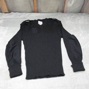Brigade‎ Wool Sweater Mens XXS (44 Tag) Black Pully Ribbed Army VTG England RARE